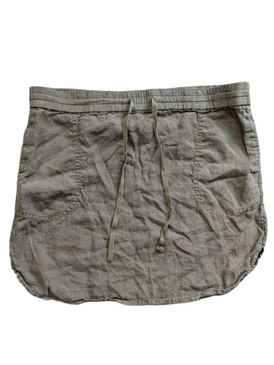 Caslon Dresses & Skirts - Caslon Womens Olive Green Linen Drawstring Boho Festival Mini Skirt Size Medium
